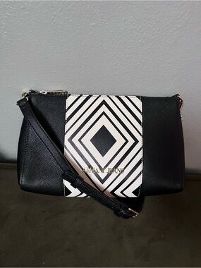 Armani Jeans Black and White Graphic Wristlet crossbody